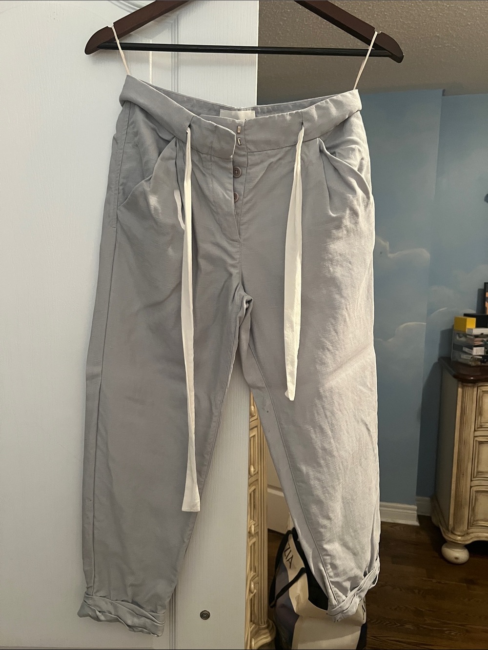 Wilfred Light Gray Drawstring Chinos